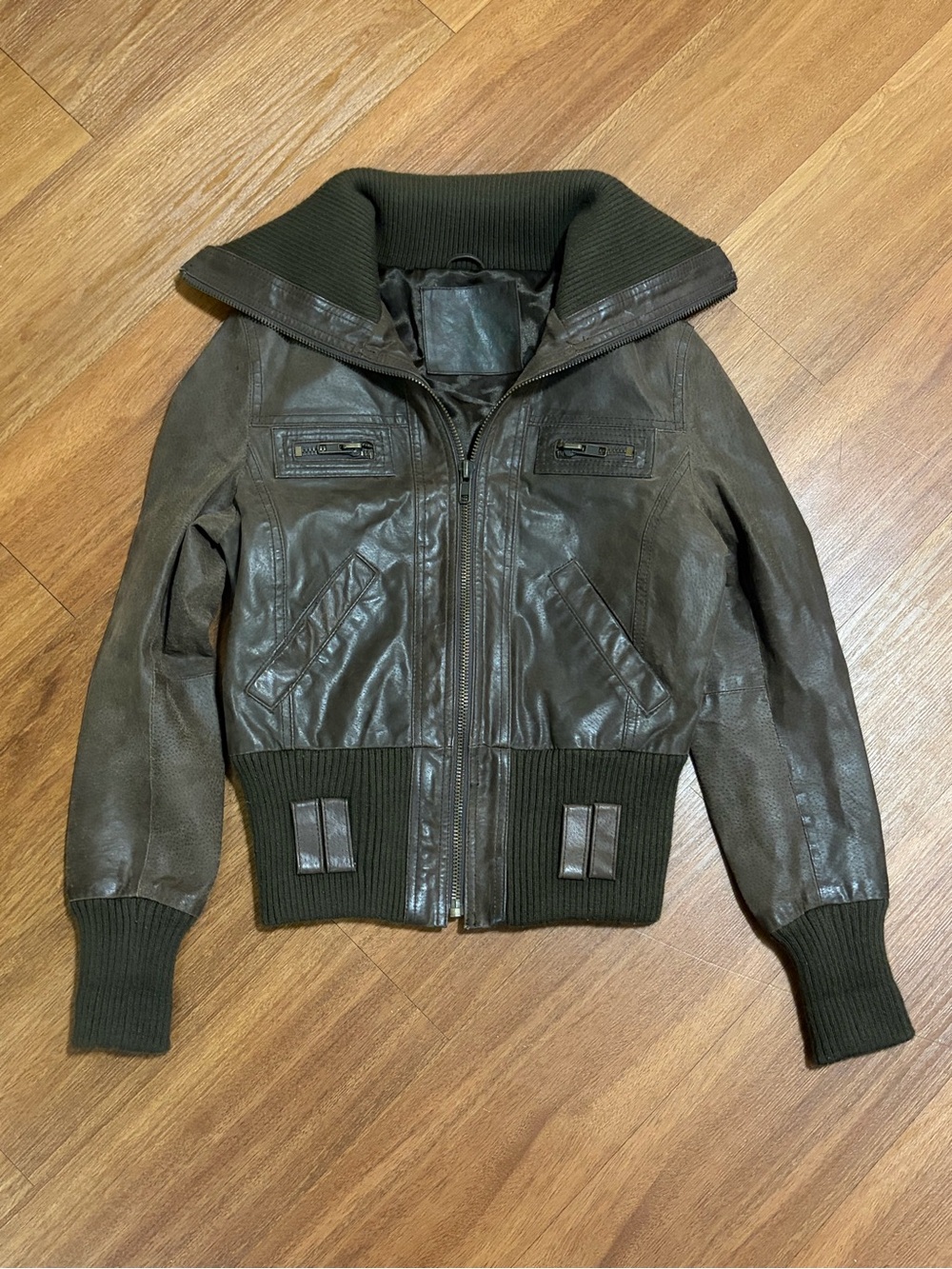 Japan Streetwear Cropped Leather Jacket 90s Rick Owens Style Size S Men’s Bomber